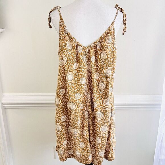 ❤️4/$20❤️ Old Navy Brown & White Floral Lightweight Flowy Boho Dress Large - Picture 6 of 8